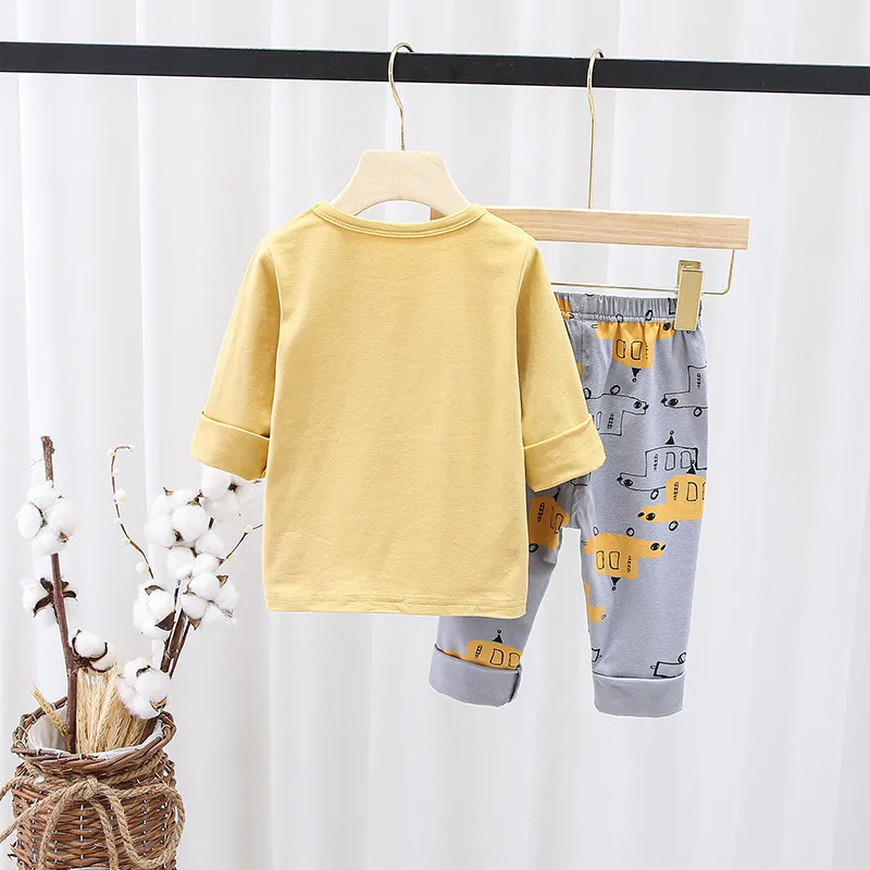

Spring Autumn New Children Cotton Sleepwear Baby Girls Clothes Suit Boys Cartoon T-Shirt Pants 2Pcs/Sets Toddler Casual Costume