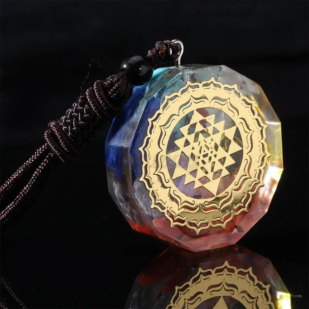 Чакра Кулон Цепочки и ожерелья Шри Янтра натуральный модуль солнечной