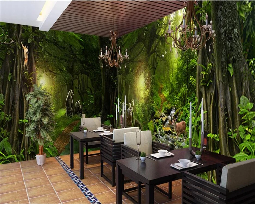 Обои на заказ 3d Большая фреска глубокий горный старый лес тема пространство весь