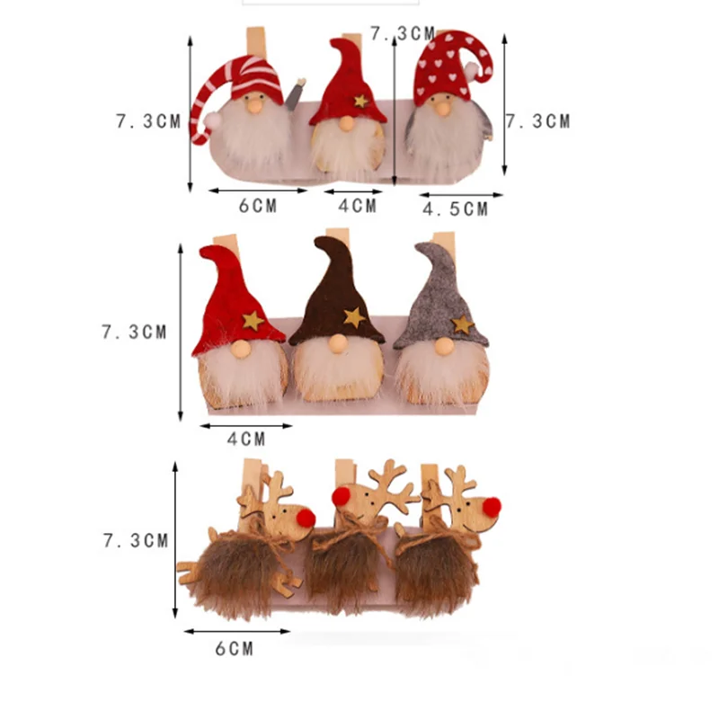 3/6 шт. рождественские деревянные зажимы украшения для рождественской елки