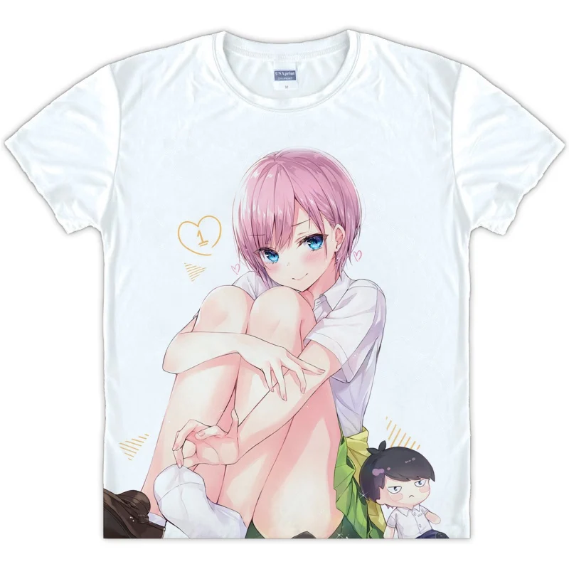 Новинка, футболка с короткими рукавами, унисекс, белая футболка, Go-Toubun no Hanayome - Цвет: Style 14