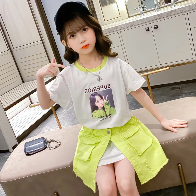 Детская одежда для девочек комплект летней одежды маленьких 2020 футболка на
