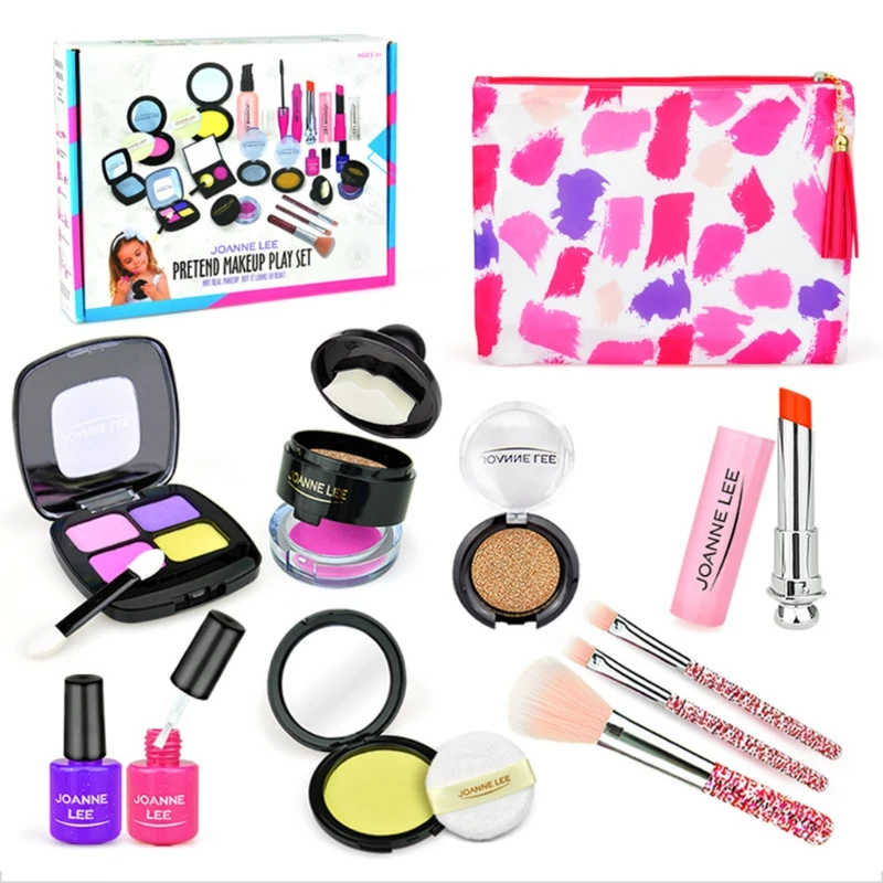 

Girls Make Up Toy Set Pretend Play Princess Pink Makeup Beauty Safety Non-toxic Kit Toys for Girls Dressing Cosmetic Tra