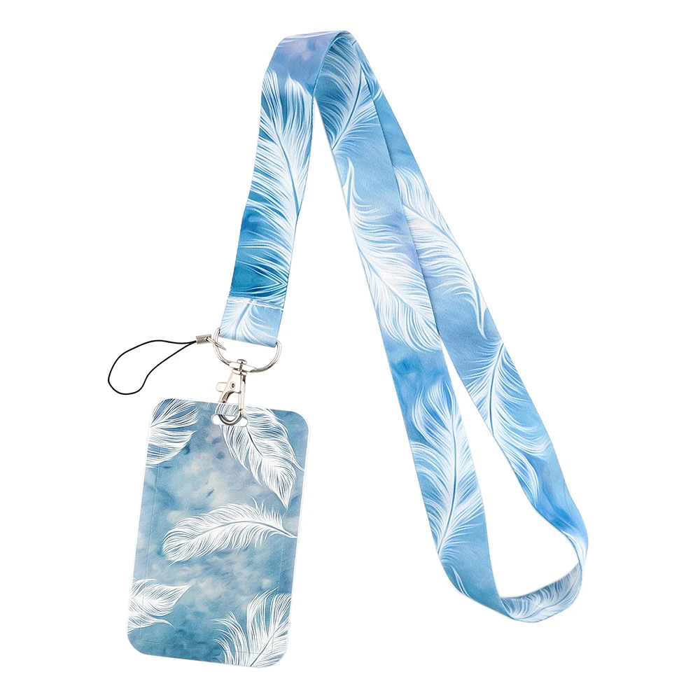 ER714 Радужное перо камуфляж живопись на холсте ремешок держатель для карт с