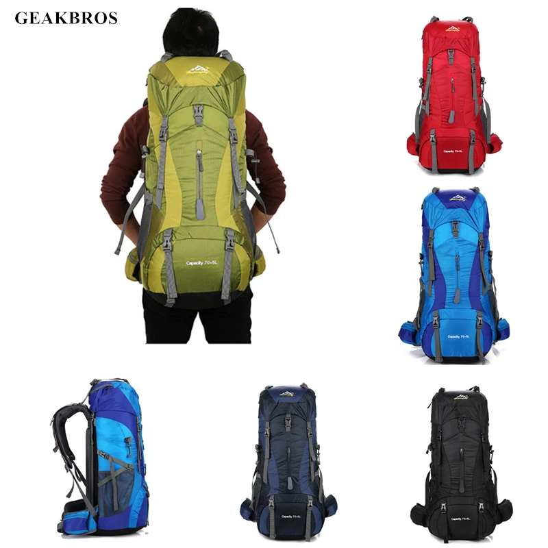 Goedkoop 75L Waterdichte Outdoor Tas Nylon Mannen Vrouwen Reizen Wandelen Camping Rugzak Multifunctionele Outdoor Sport Bergbeklimmen Zak.