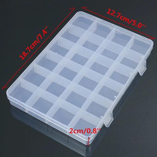 

24 Compartment Storage Box Practical Adjustable Plastic Case for Adjusted Grid Storing Jewelry Earring Ring Display Organizer