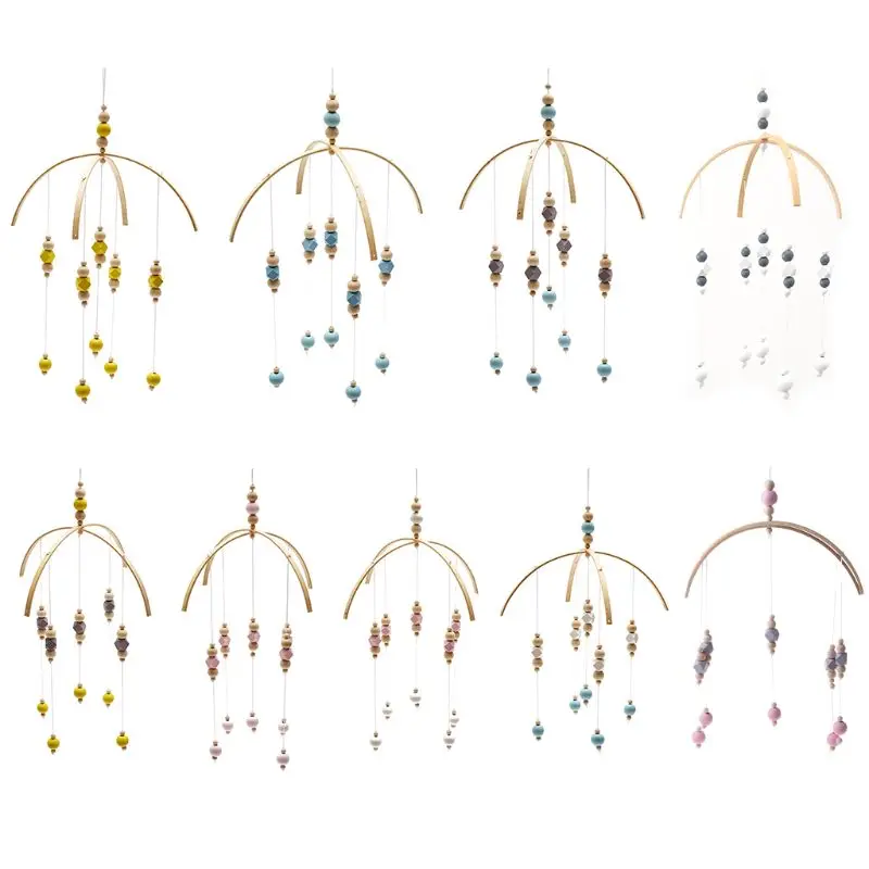 

Nordic Baby Rattle Toys Wooden Beads Crib Wind Chimes Newborn Bed Hanging Toy