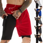 2021 мужские модные шорты с дырками и гарнитурой 2 в 1, быстросохнущие спортивные короткие брюки