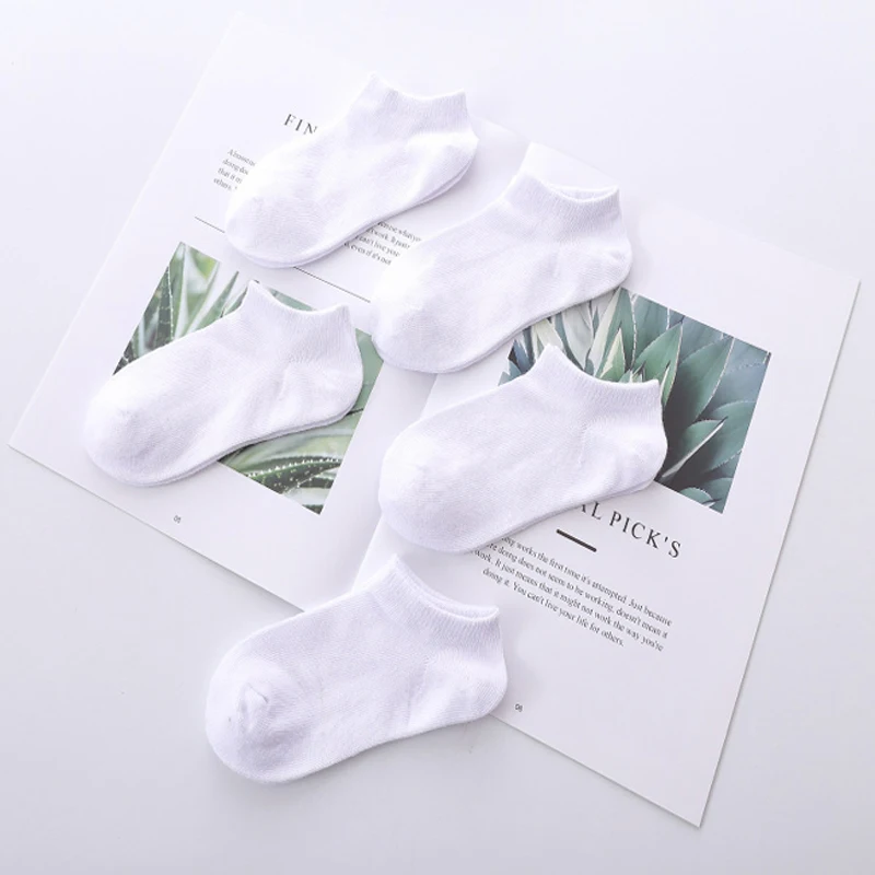 5 par/pack calcetines de beb&eacute; blancos chico corto primavera estilo s&oacute;lido calcetines para Ni&ntilde;os Ni&ntilde;as Ropa Accesorios-0