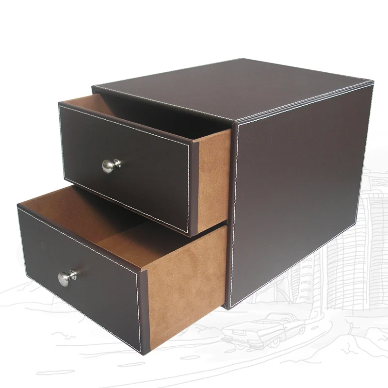 Ever Perfect 2 ящика/Двухслойный Кожаный шкаф для хранения документов Настольный