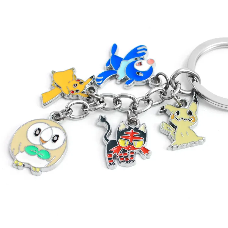 Брелок с покемоном Entei Eevee Swablu Piplup Poke Ball Pikachu Ash Ketchum Rowlet милый забавный мультфильм металлический брелок Аниме подвеска