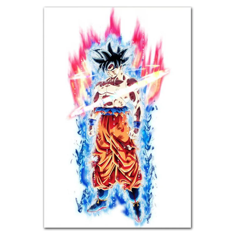 MQ3679 Dragon Ball супер ультра инстинкт Гоку японского Аниме Комикс плакат Шелковый светильник на холсте домашний декор для спальни Настенная картина печать - Цвет: Черный