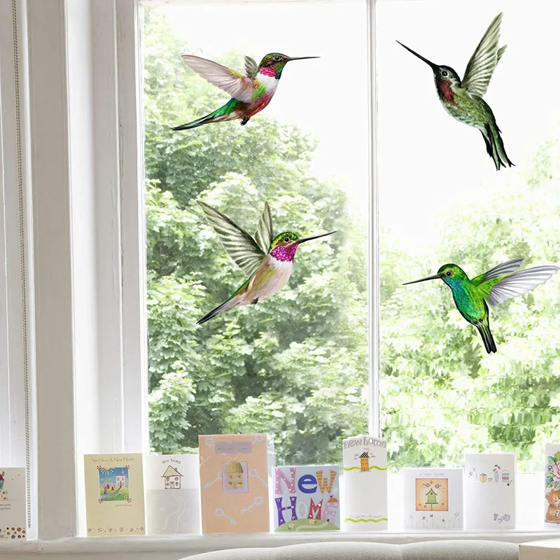 

Static Electricity Without Glue 4pcs Simulation Bird Glass Sticker Hummingbird Butterfly dragonfly Window Sticker PVC Removable