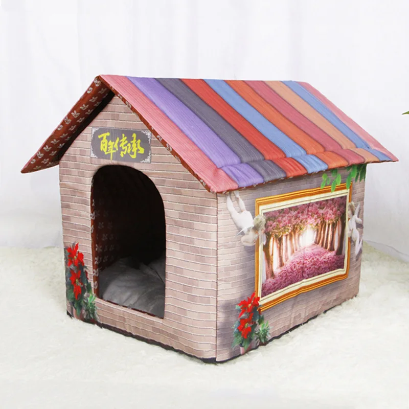 

New Dog House Cat Teddy Bear House Detachable Pet Dog Chinese Style Pet Folding Nest Dog Kennel Blanket Dog Large