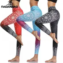 NADANBAO-Leggings de Mandala de cintura alta para mujer, pantalones elásticos de entrenamiento de Color degradado, Chakra, Fitness, 2022