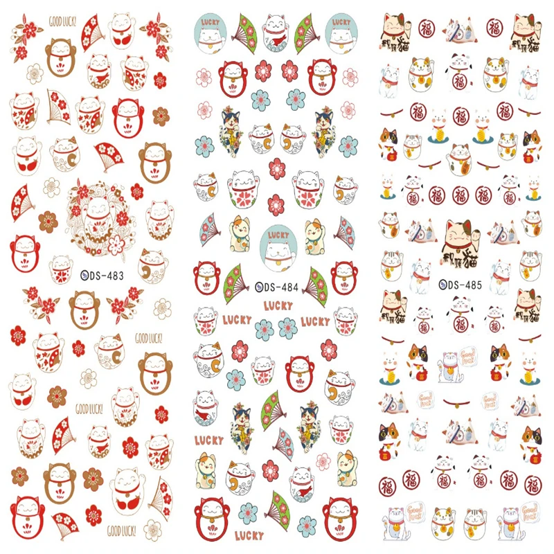 

2021 New design 1sheet Maple Flower Water Transfer Nail Sticker Decals Beauty Decoration Designs DIY Color Tattoo Tip