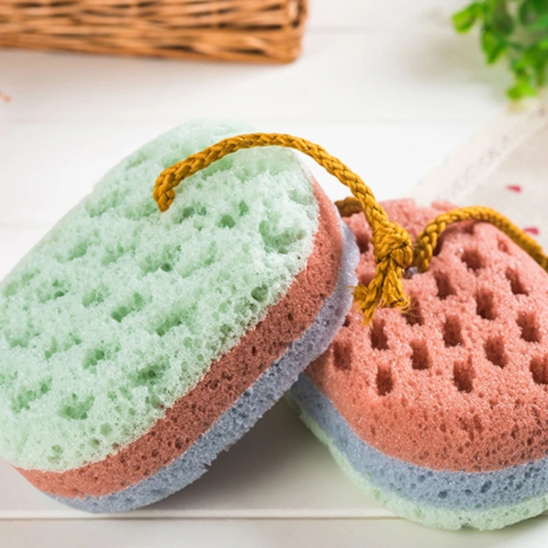 

2Pcs Soft Bath Sponge Gentle Soothing Body Sponge Exfoliating Shower Sponge for Women Men Kids Oval Shape Random Color