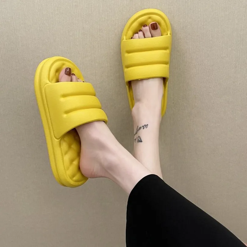 

Womans Slides Summer Home Soft Thick Bottom Bathroom Shoes Solid Non-slip Female Sandals Casual Interior Women Bath Slippers