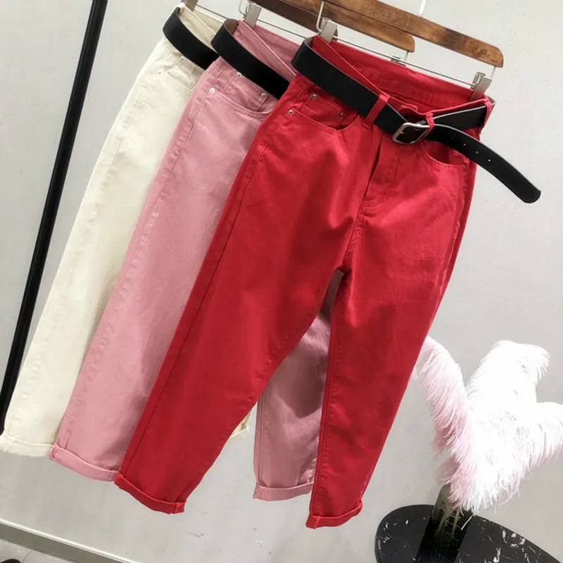 Женские джинсы шаровары с завышенной талией весенне летние МОМ уличная одежда