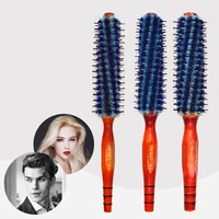 natural wooden handle hairdressing curling brush round styling hair brush home care hair brush curling roller comb