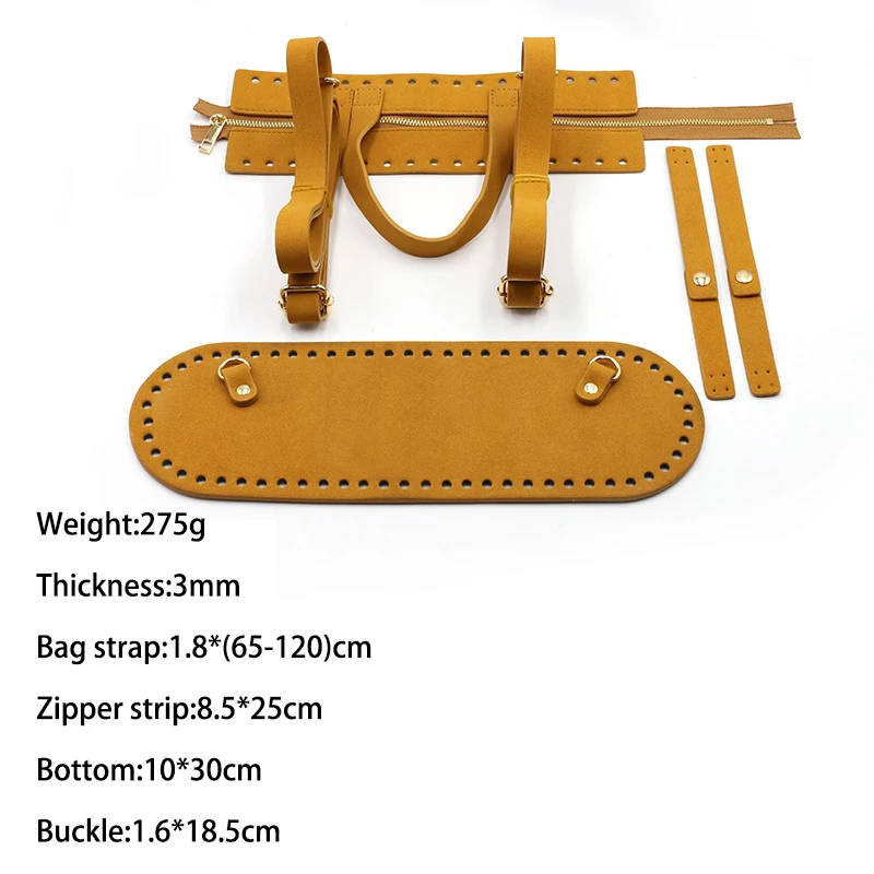 1 Set Diy Handmade Backpack Bag Accessories with Bags Strap Bag Bottoms Cover Drawstring Leather Handles for Knitting Circle Bag