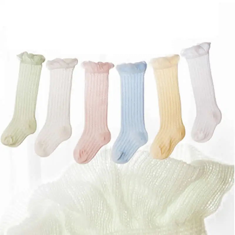 Toddlers Baby Girls Boys Knee High Socks summer thin Solid Cotton Good Air Permeability Sock for Newborns Infantile 0-24months | Детская
