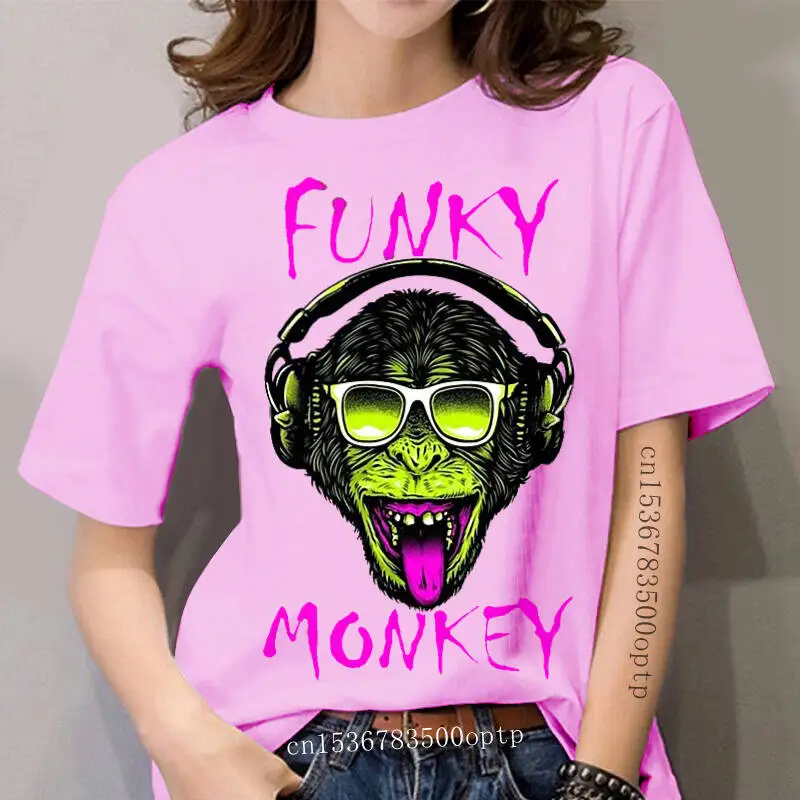 

women T shirt Funky DJ Monkey fashion t shirts cotton street style funny t-shirt novelty tshirt women