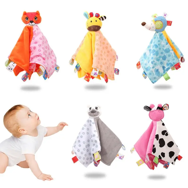 Полотенце для новорожденных с погремушкой одеяло детский успокаивающий платок
