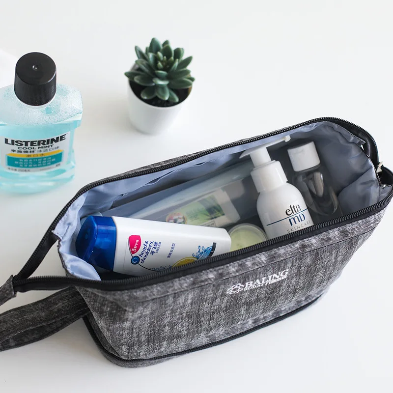 Men Travel Toiletry Bag Male Business Makeup Bags Gray Casual Cosmetic Cases Bathroom and Shower Storage Organizer Pouch |
