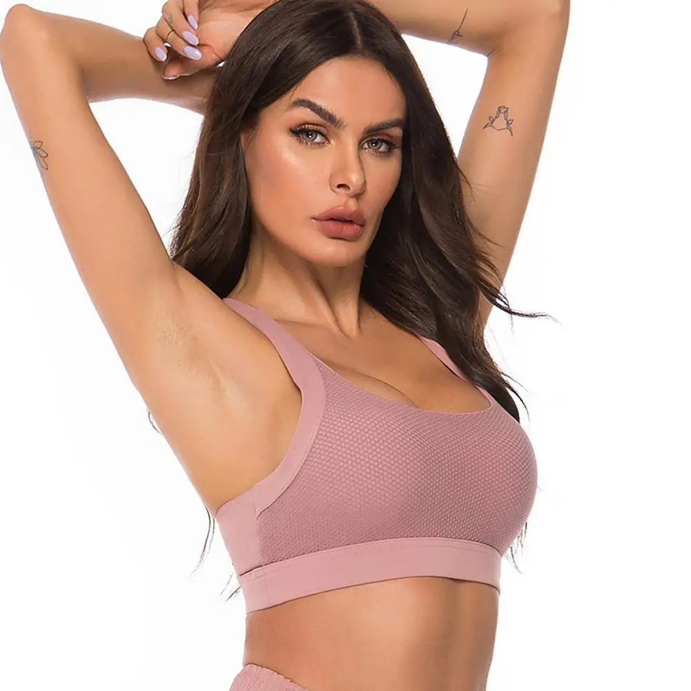 

Fashion Women Sports Underwear Sexy Yoga Bra Sports Shockproof Gathering Gym Fitness Female Seamless Running Bra