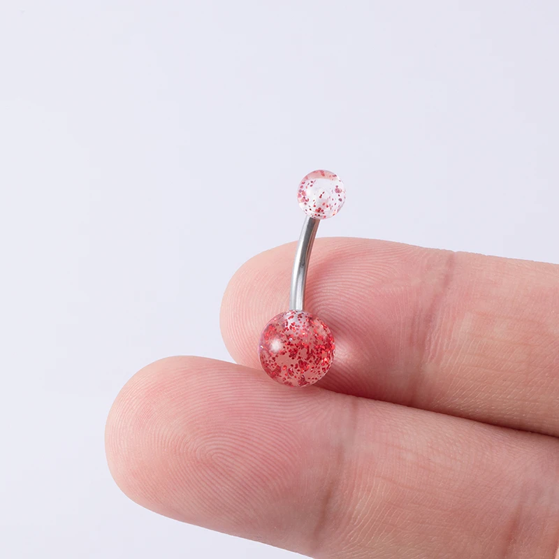 

10-30pcs Acrylic Belly Navel Piercing Colorful Belly Button Ring Round Bar Stainless Steel Stud for Women Sexy Body Jewelry 14G