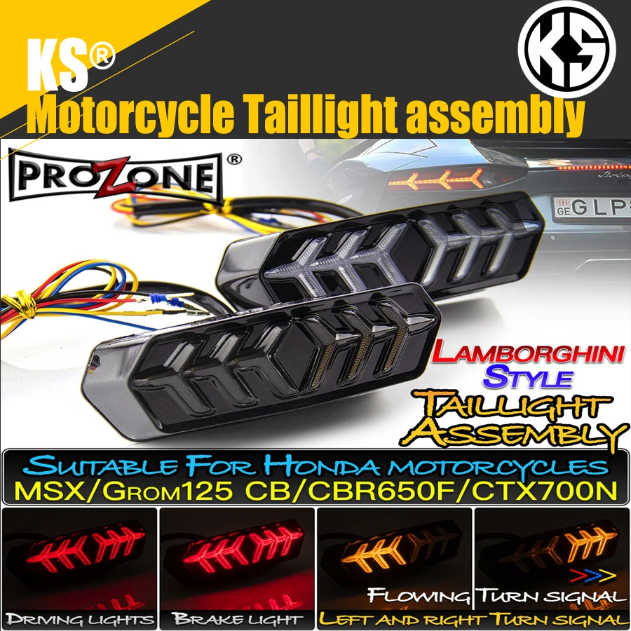 

Для Honda MSX125 CBR650F CTX700 fishbone встроенный водяной рулевой фонарь
