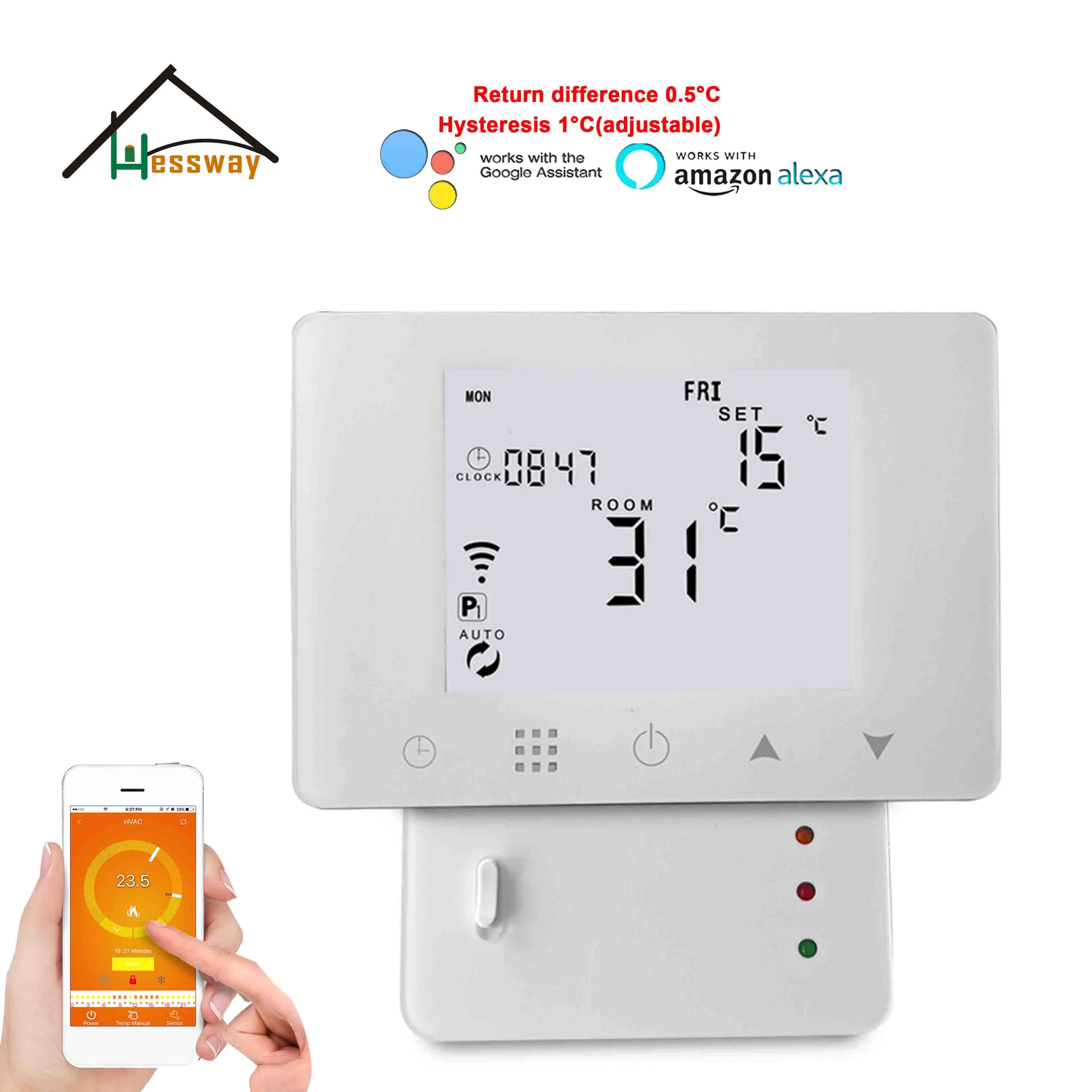 Беспроводной комнатный термостат HESSWAY TUYA 433 МГц Wi Fi и RF для систем отопления