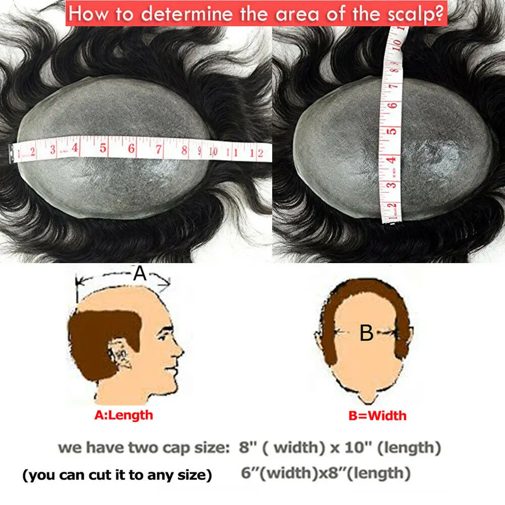 Натуральные волнистые волосы SEGO 8 ''* 10'' 6 дюймов прочные мужские на шнурке