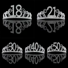 Тиара Женская атласная с кристаллами, украшение для дня рождения, корона принцессы, повязка на голову, 18, 21, 30, 40, 50