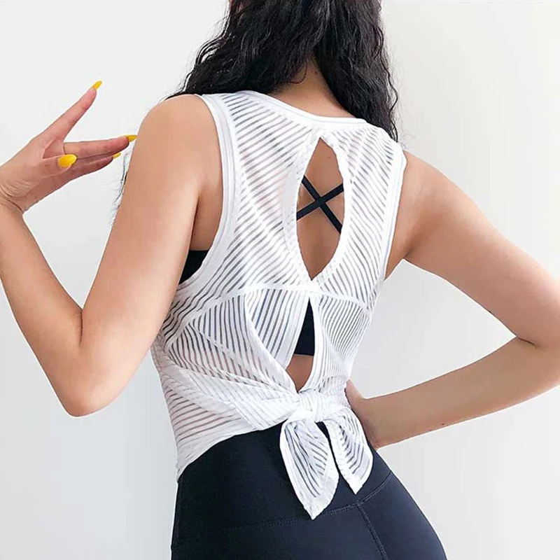 

Quick Dry Yoga Tops Women Open Back Top Hollow Gym Shirts Sleeveless Sports Tank Tops Workout Top Fitness Vest Running Clothes