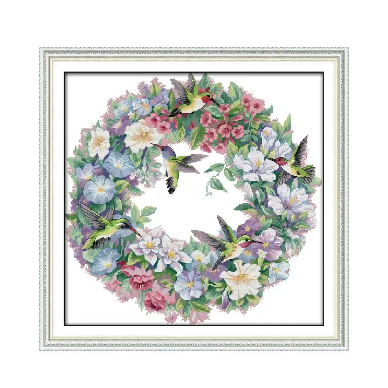Набор для вышивки крестиком Joy Sunday Красивая гирлянда с рисунком Колибри