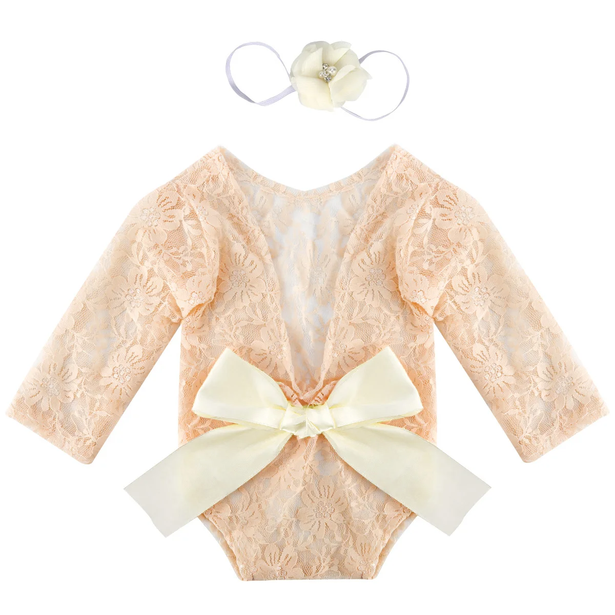 

2pcs/Set Newborn Baby Girl Romper + Headband Photography Props Outfits Infant Photo Props