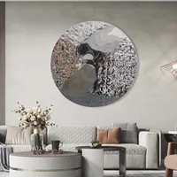Light luxury stainless steel mirror wall decoration pendant restaurant model room bedroom wall Nordic creative art installation