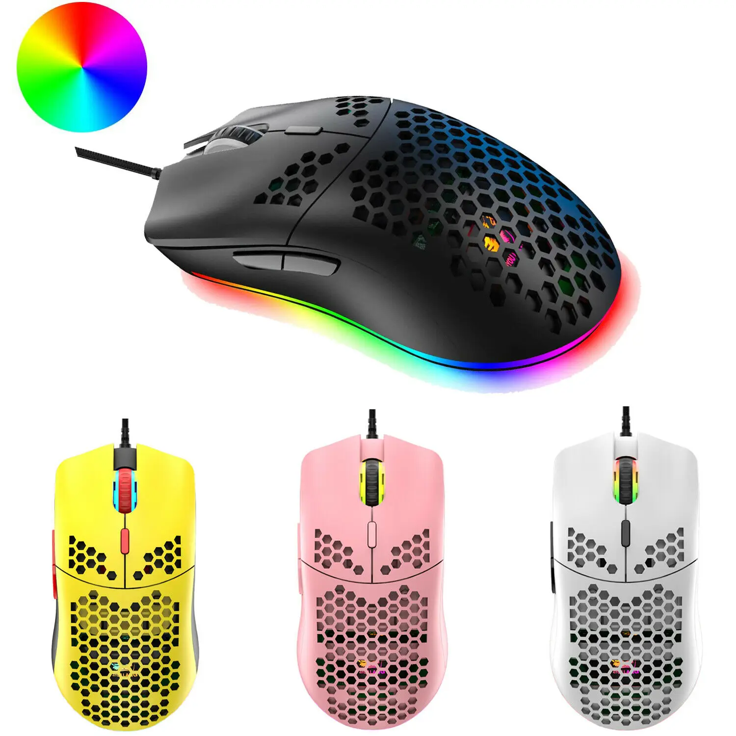 

Легкая игровая мышь с подсветкой RGB 12000 DPI, сотовая мышь для ПК PS4