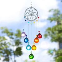 hanging crystal suncatcher with wind chimes ball prism rainbow maker tree of life decor for garden outdoor home kids room window