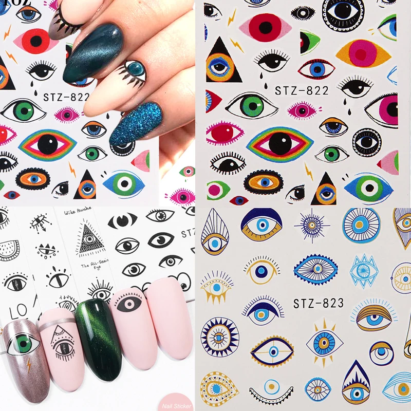 

1Sheet 3D Eye Series Water Transfer Slider for Nail Art Decorations Charming Sticker Nail DIY Manicure Tattoos Foil Decals