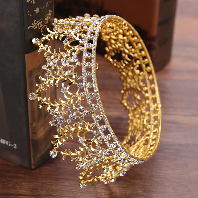 Винтажная Свадебная круглая корона кристалльная тиара из горного хрусталя