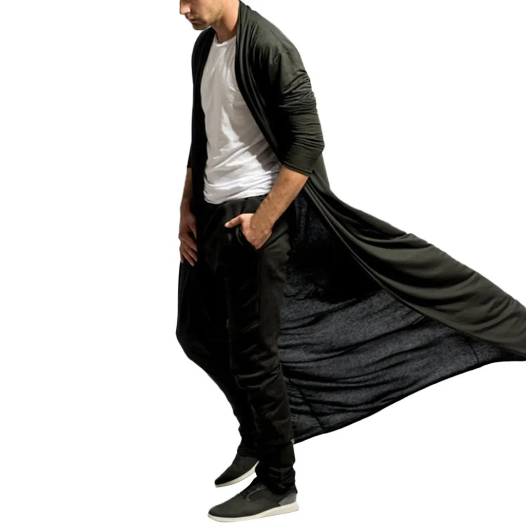 Мужской кардиган повседневная облегающая однотонная длинная рубашка верхняя