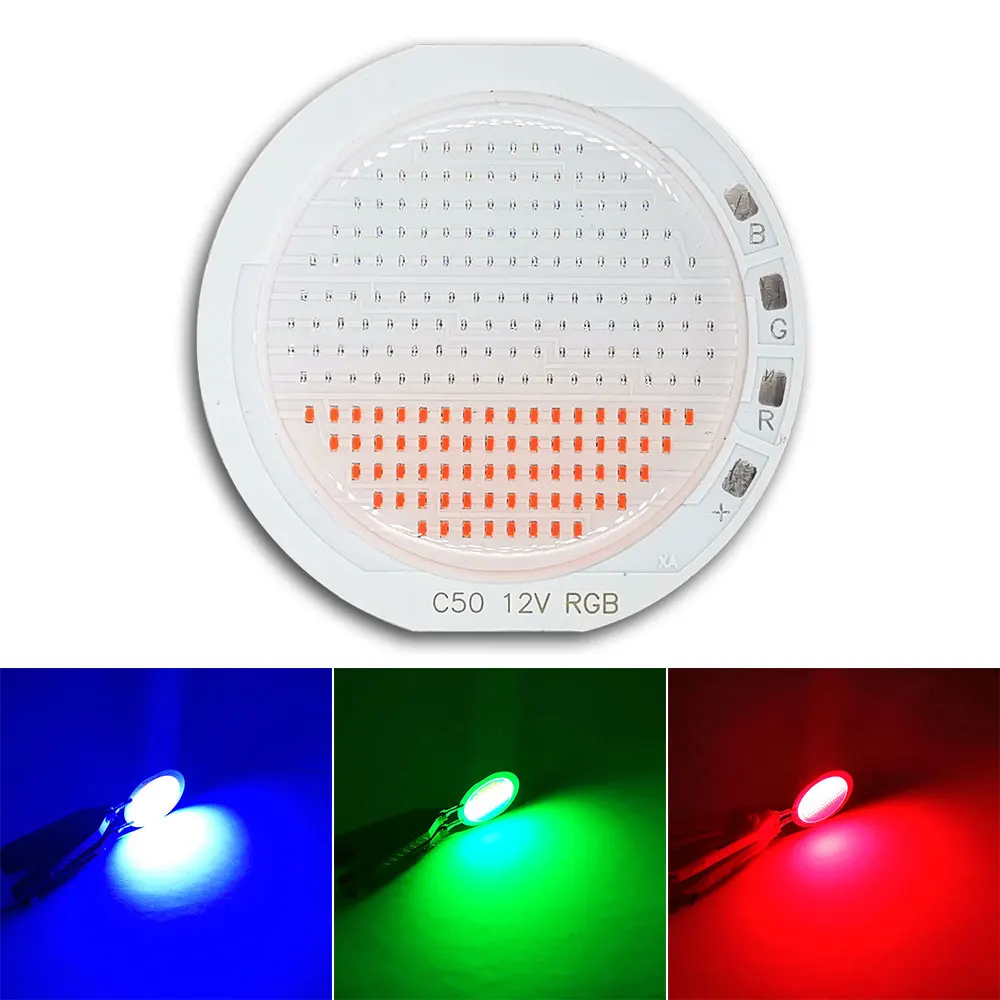 Диммируемая 50 мм круглая Светодиодная лампа RGB COB 12 В лампочка с дистанционным