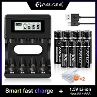 palo 1 5v aa rechargeable li ion battery 2800mwh1 5v aaa 900mwh lithium rechargeable batteries with lcd display smart charger