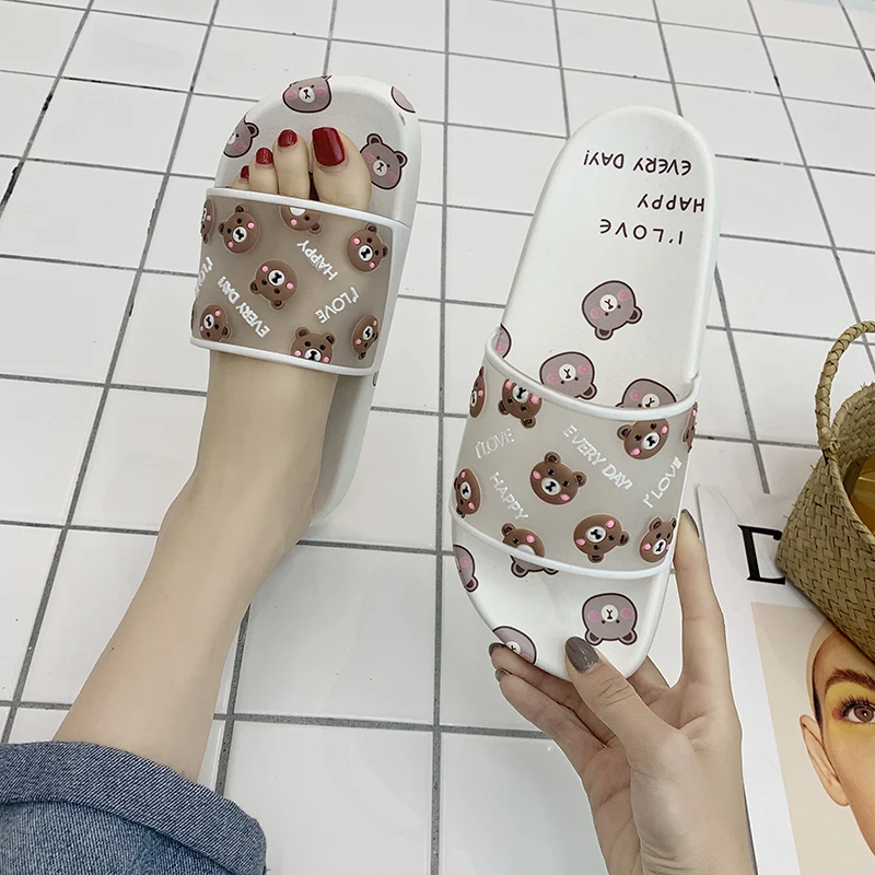 Шлепанцы женские из ПВХ летние с мультяшным принтом | Обувь