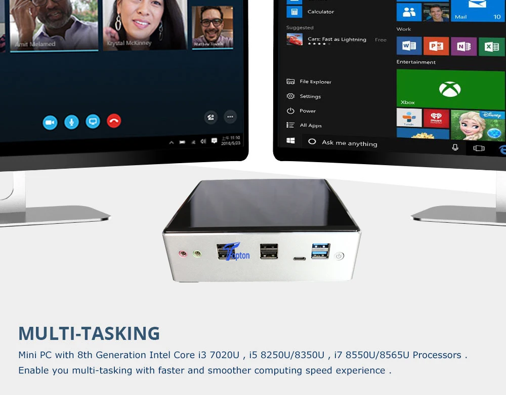 Palmsize Мини ПК Intel Core i5 8250U i7 8550U Windows 10 Pro 2* COM RS232 2* Lan с медным вентилятором WiFi HDMI VGA DP USB-C