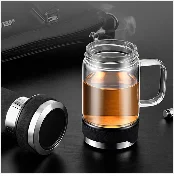 Curge Стекло Чай Кубок кружки с крышкой Чай Infuser стеклянный, с двойными стенками чашка для Кофе бутылка-термос для стакан для воды Стекло бутылка для воды