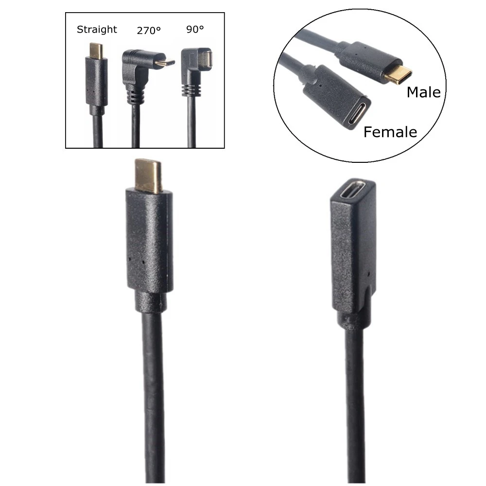 Usb c к usb прямой 90 270 градусов угол тип-c USB 3 1 папа USB-C женский мужской удлинитель